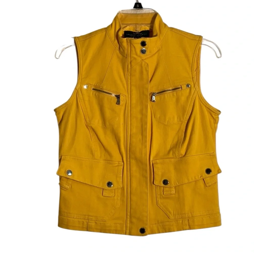 Lauren Ralph Lauren vintage denim yellow vest. Size S/P. GUC - Picture 6 of 9